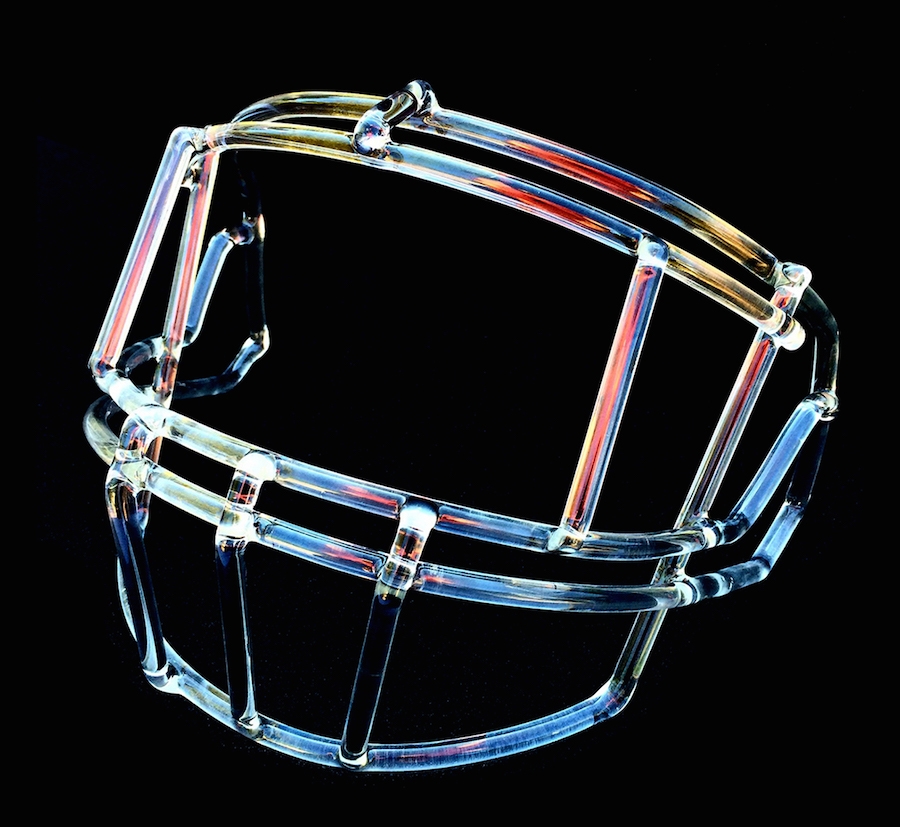 Front mask of football helmet made of glass